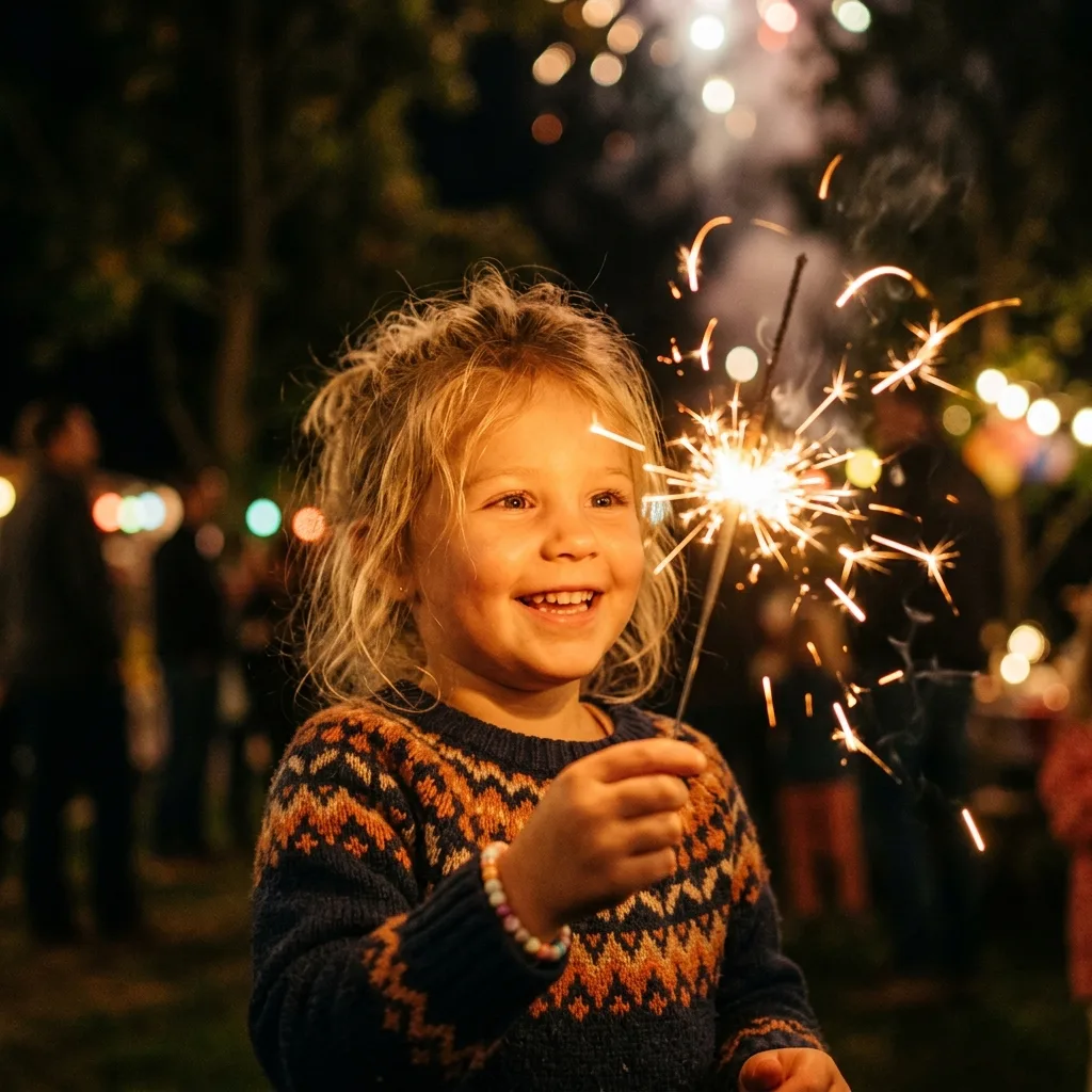 Sparkler child smile