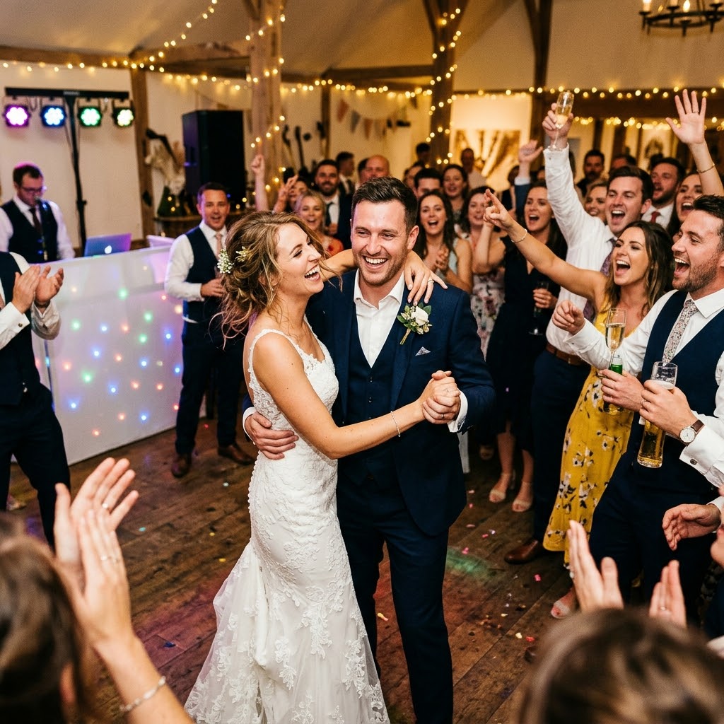 Couple sharing their first dance at a wedding reception