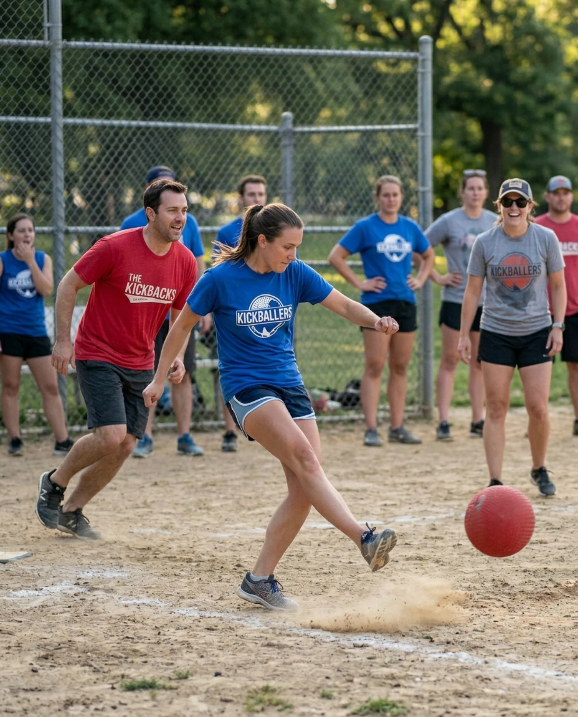 Kickball game action shot